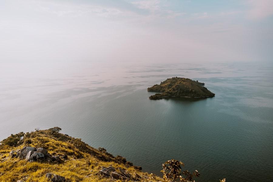 Inzu Lodge demo — misty island on Lake Kivu